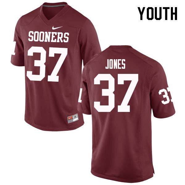 Youth #37 Spencer Jones Oklahoma Sooners College Football Jerseys Sale-Crimson
